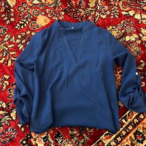 Long sleeve dark blue women’s blouse size medium